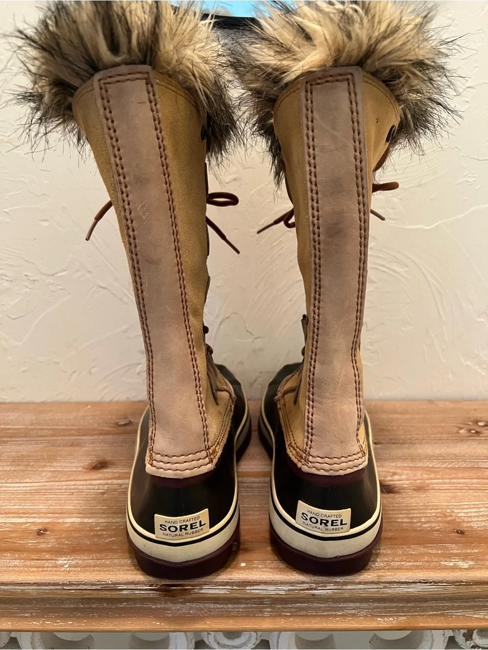 Sorel Women’s Fur-Trim Lace-Up Waterproof Winter Boots - Tan/Black Size 11